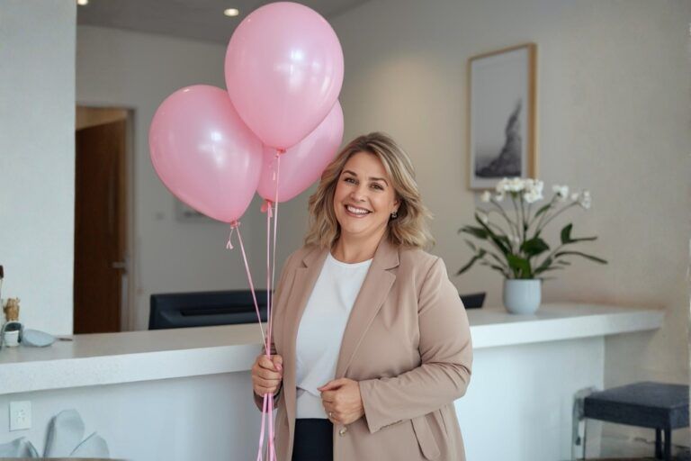 Patiente souriante dans une clinique à Prague avec ballon gastrique pour perte de poids sans chirurgie