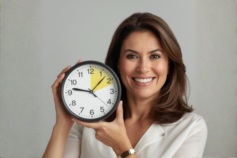 Femme avec horloge symbolisant maigrir sans chirurgie avec ballon gastrique à Prague